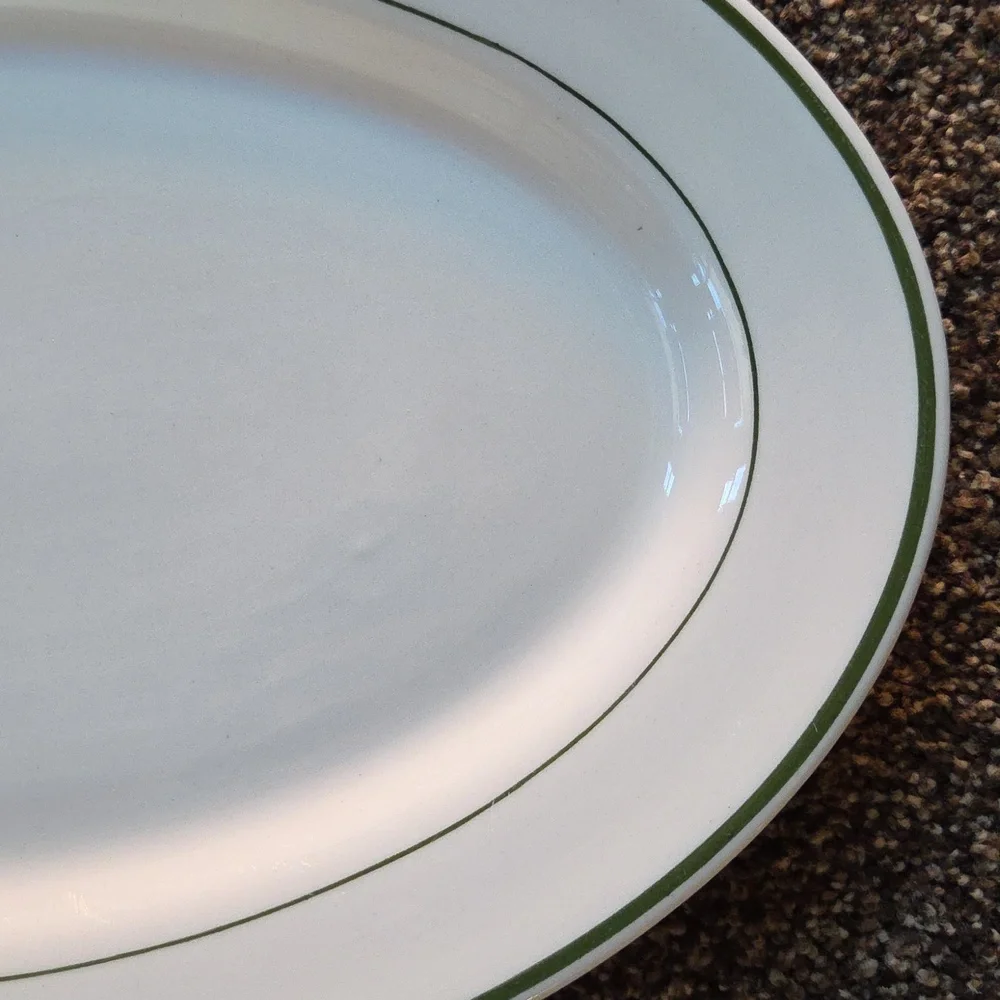 Vintage Restaurant Ware Platter White w/ Green Stripe Caribe Puerto Rico USA